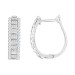 LADIES HOOP EARRINGS 0.50CT ROUND/BAGUETTE DIAMOND 10K WHITE GOLD