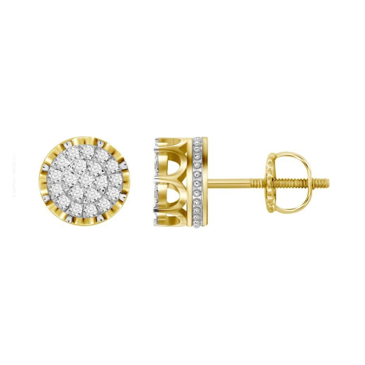 EARRINGS 0.50CT ROUND DIAMOND 10K YELLOW GOLD