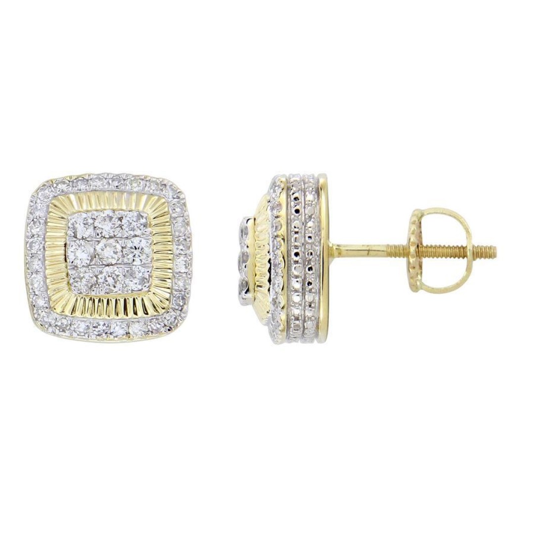 EARRINGS 1.00CT ROUND DIAMOND 10K YELLOW GOLD