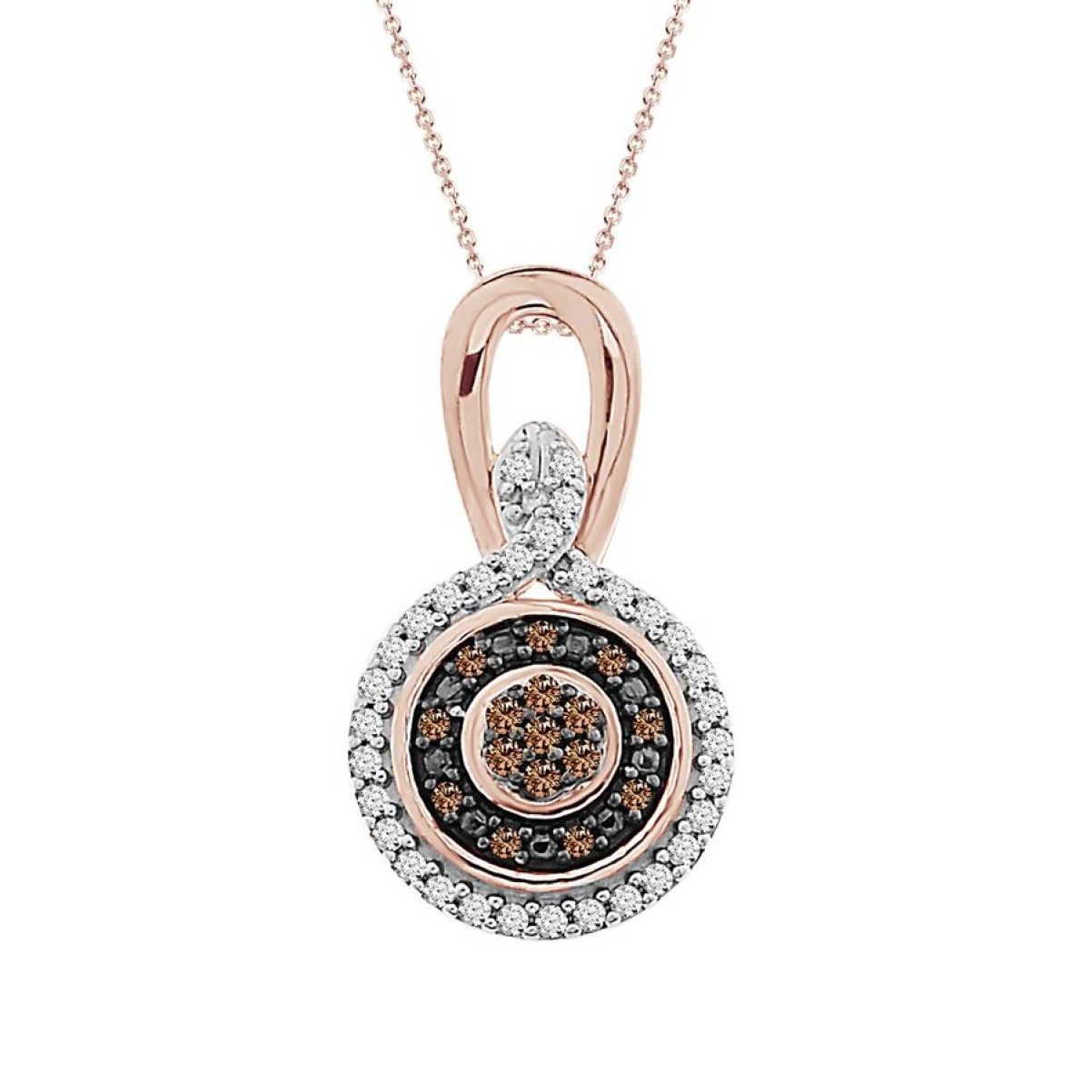 LADIES PENDANT 0.20CT ROUND/DB DIAMOND 10K ROSE GOLD