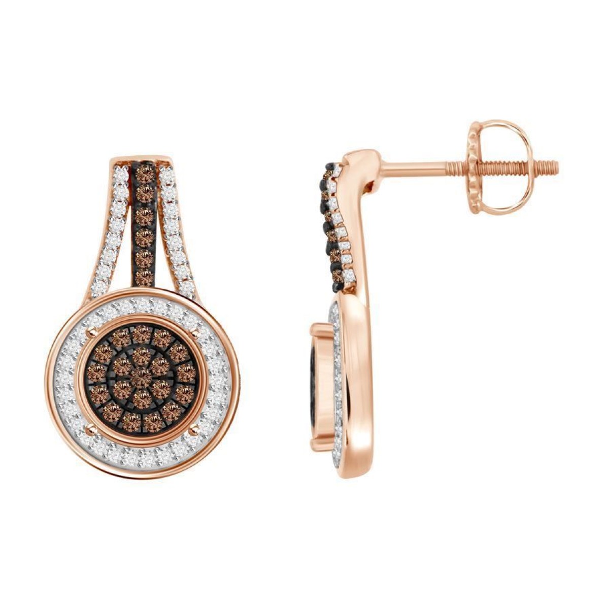 LADIES EARRINGS 0.35CT ROUND/DB DIAMOND 10K ROSE GOLD