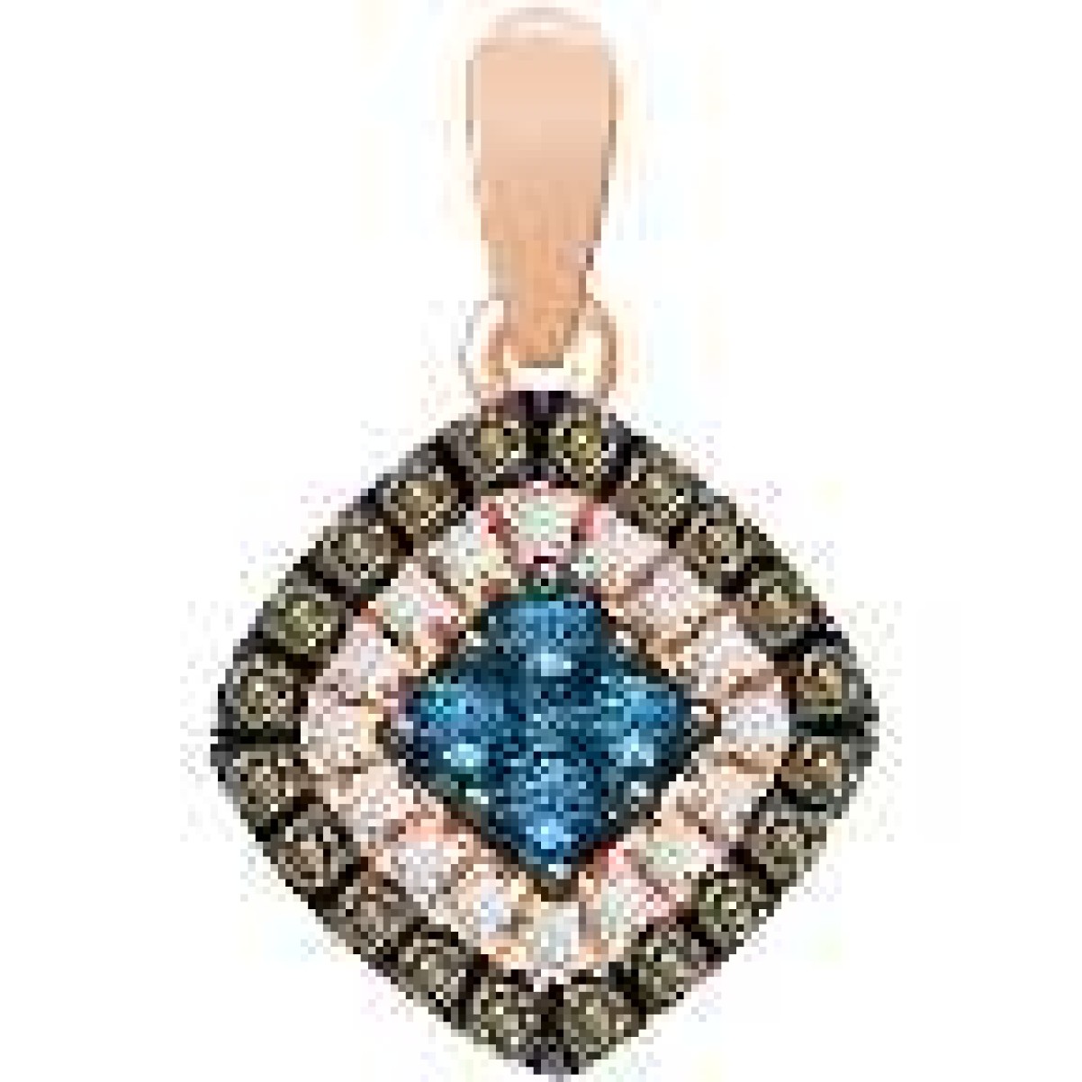 LADIES PENDANT 0.60CT ROUND/DARK BROWN/BLUE DIAMOND 14K ROSE GOLD