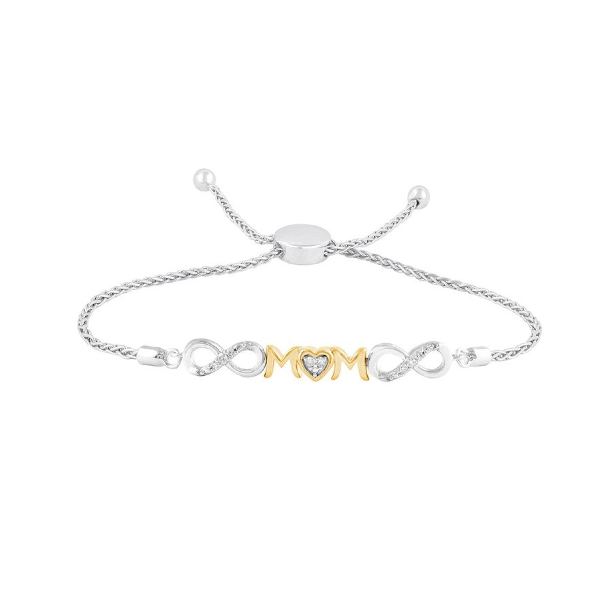LADIES BRACELET 0.06CT ROUND DIAMOND STERLING SILVER WHITE & YELLOW