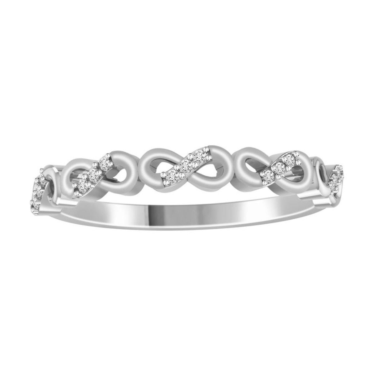 STACKABLE BAND 0.05CT ROUND DIAMOND 14K WHITE GOLD