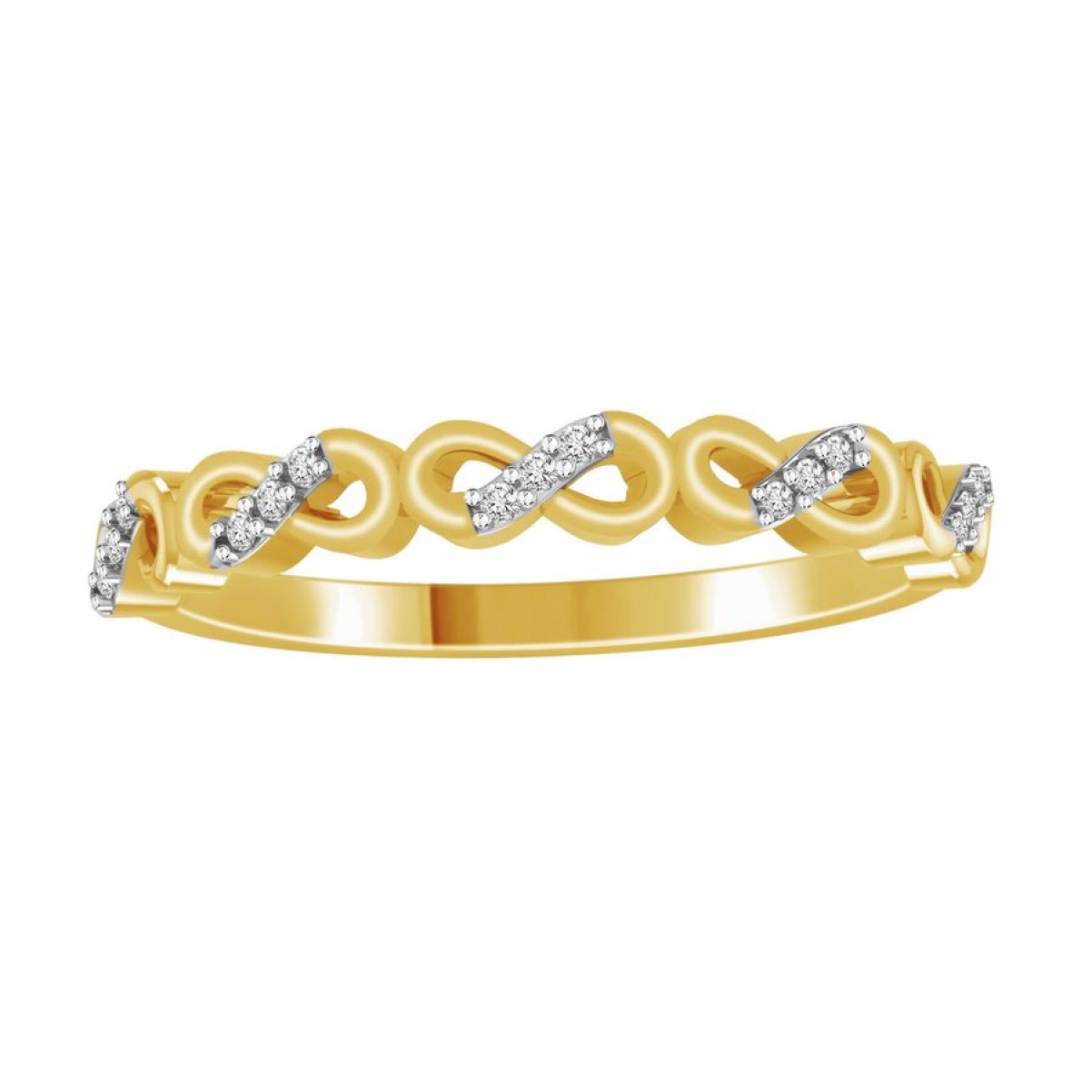STACKABLE BAND 0.05CT ROUND DIAMOND 14K YELLOW GOLD