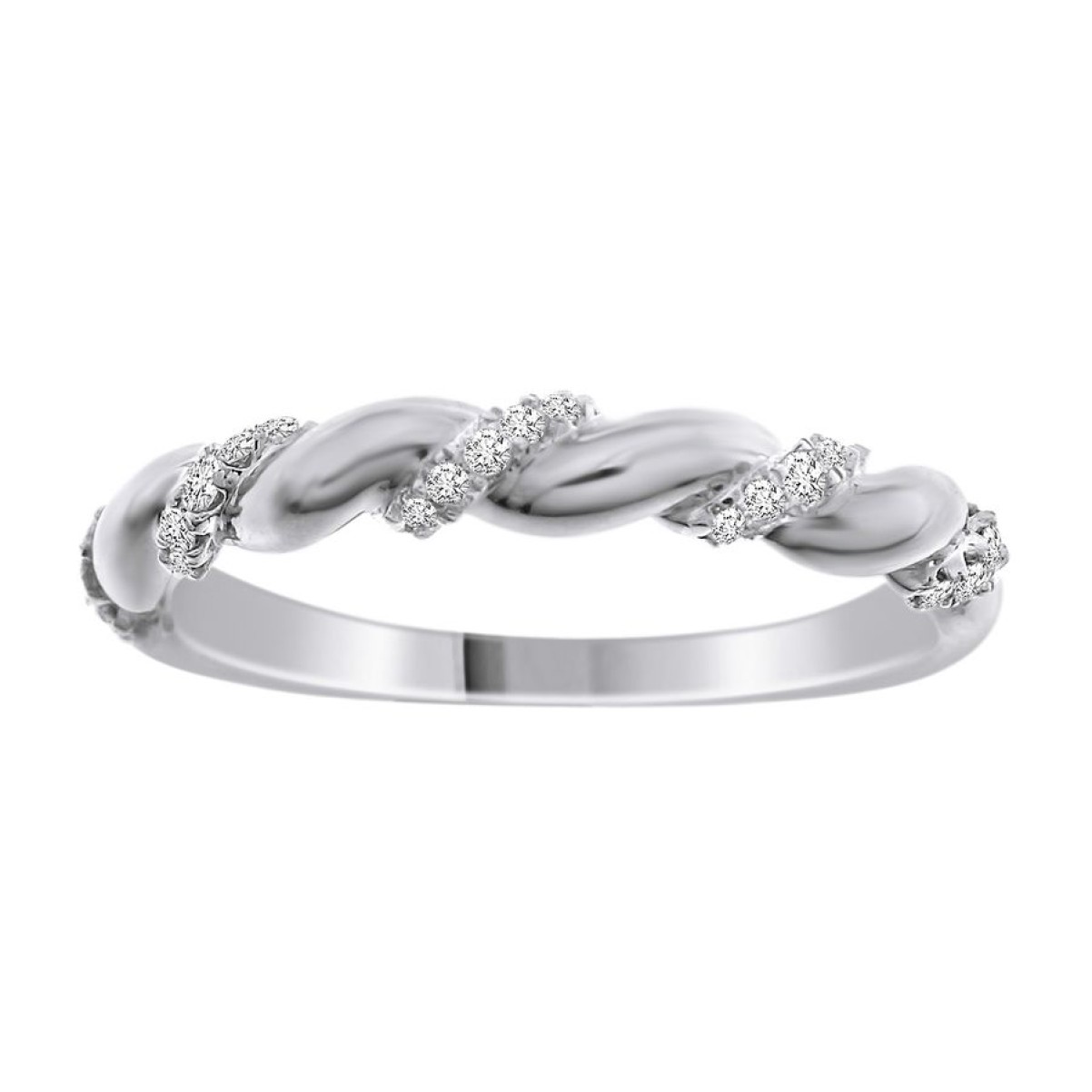 STACKABLE BAND 0.11CT ROUND DIAMOND 14K WHITE GOLD