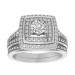 LADIES BRIDAL SET 0.33CT ROUND DIAMOND 10K WHITE GOLD (CENTER STONE 0.10CT ROUND DIAMOND)