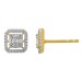 LADIES STUD EARRINGS 0.16CT ROUND/BAGUETTE DIAMOND 10K YELLOW GOLD