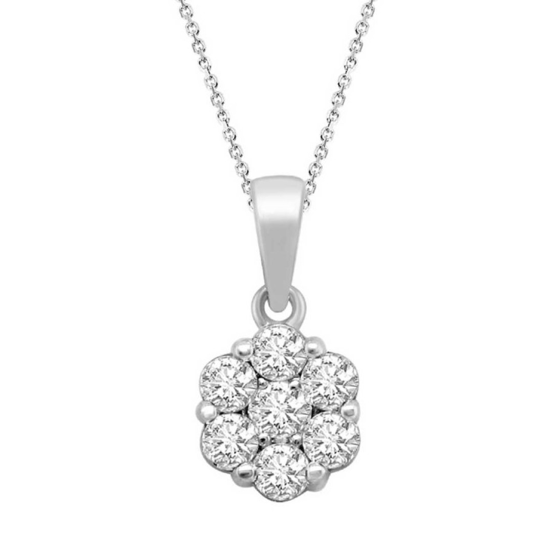 LADIES PENDANT WITH CHAIN 0.33CT ROUND DIAMOND 10K WHITE GOLD