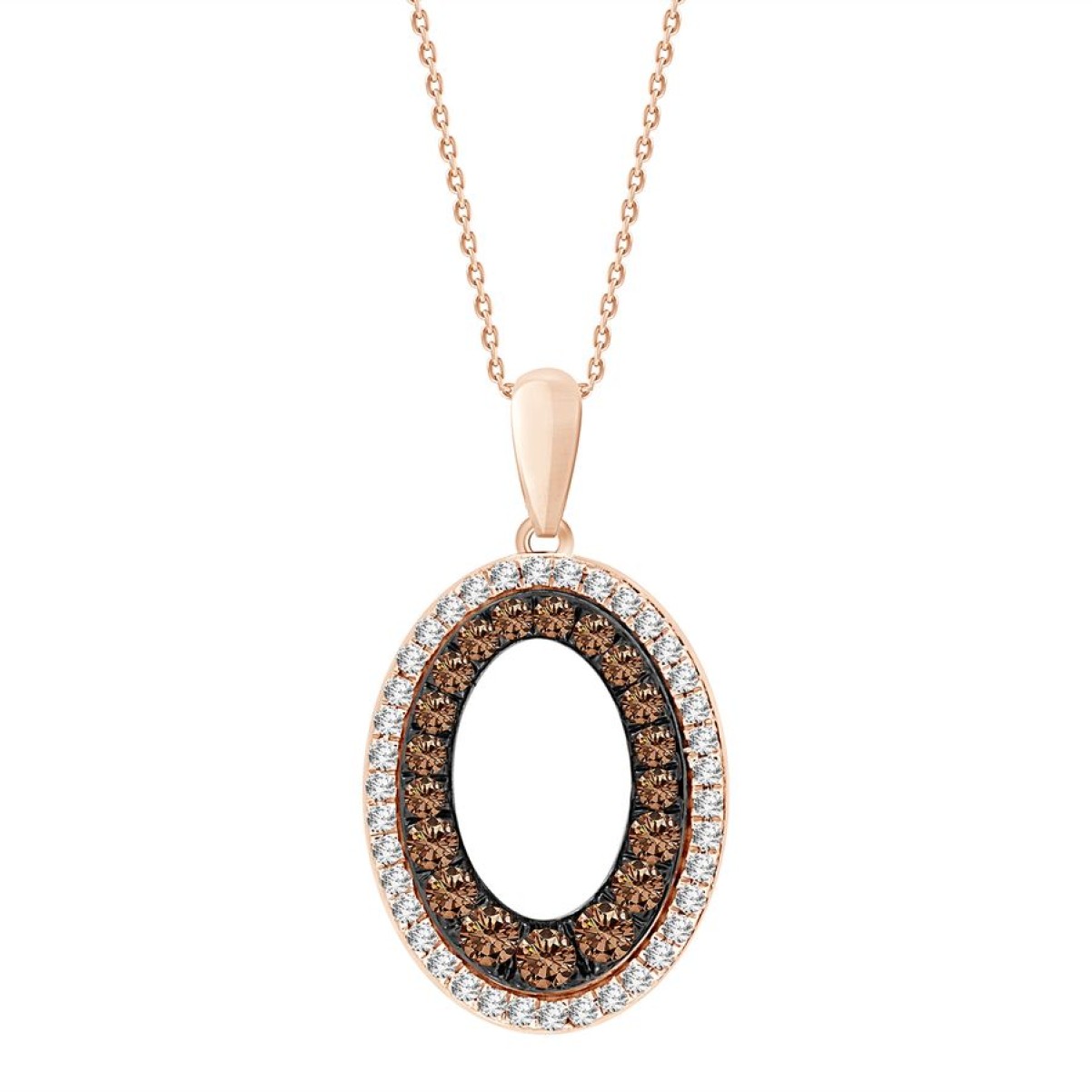 LADIES PENDANT 0.25CT ROUND/DB DIAMOND 10K ROSE GOLD