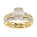 LADIES BRIDAL SET 1.00CT ROUND/EMERALD DIAMOND 14K YELLOW GOLD