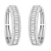 LADIES HOOP EARRINGS 0.75CT ROUND/BAGUETTE DIAMOND 10K WHITE GOLD