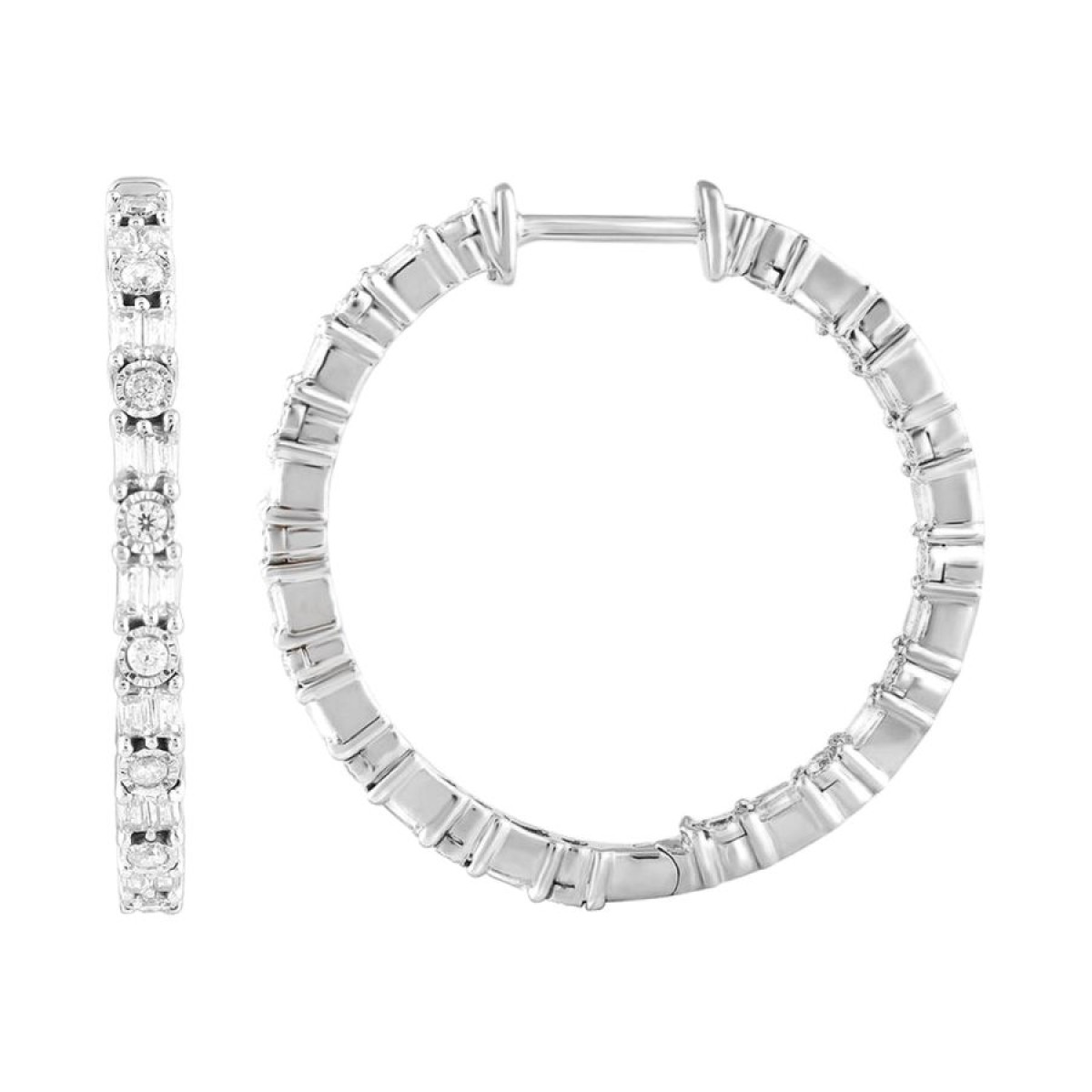 LADIES HOOPS EARRINGS 1.00CT ROUND DIAMOND 10K YELLOW GOLD LADIES HOOPS EARRINGS 1.00CT ROUND DIAMOND 10K YELLOW GOLD