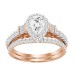 LADIES BRIDAL SET 1.00CT ROUND/BAGUETTE DIAMOND 14K ROSE GOLD (SI QUALITY) (CENTER STONE 0.33CT PEAR DIAMOND)
