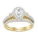 LADIES BRIDAL SET 1.00CT ROUND/BAGUETTE DIAMOND 14K YELLOW GOLD (CENTER STONE 0.33CT PEAR DIAMOND)
