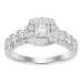 LADIES RING 1.00CT ROUND DIAMOND 14K WHITE GOLD (CENTER STONE 0.33CT PRINCESS DIAMOND)