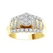 LADIES RING 1.00CT ROUND/BAGUETTE DIAMOND 14K YELLOW GOLD