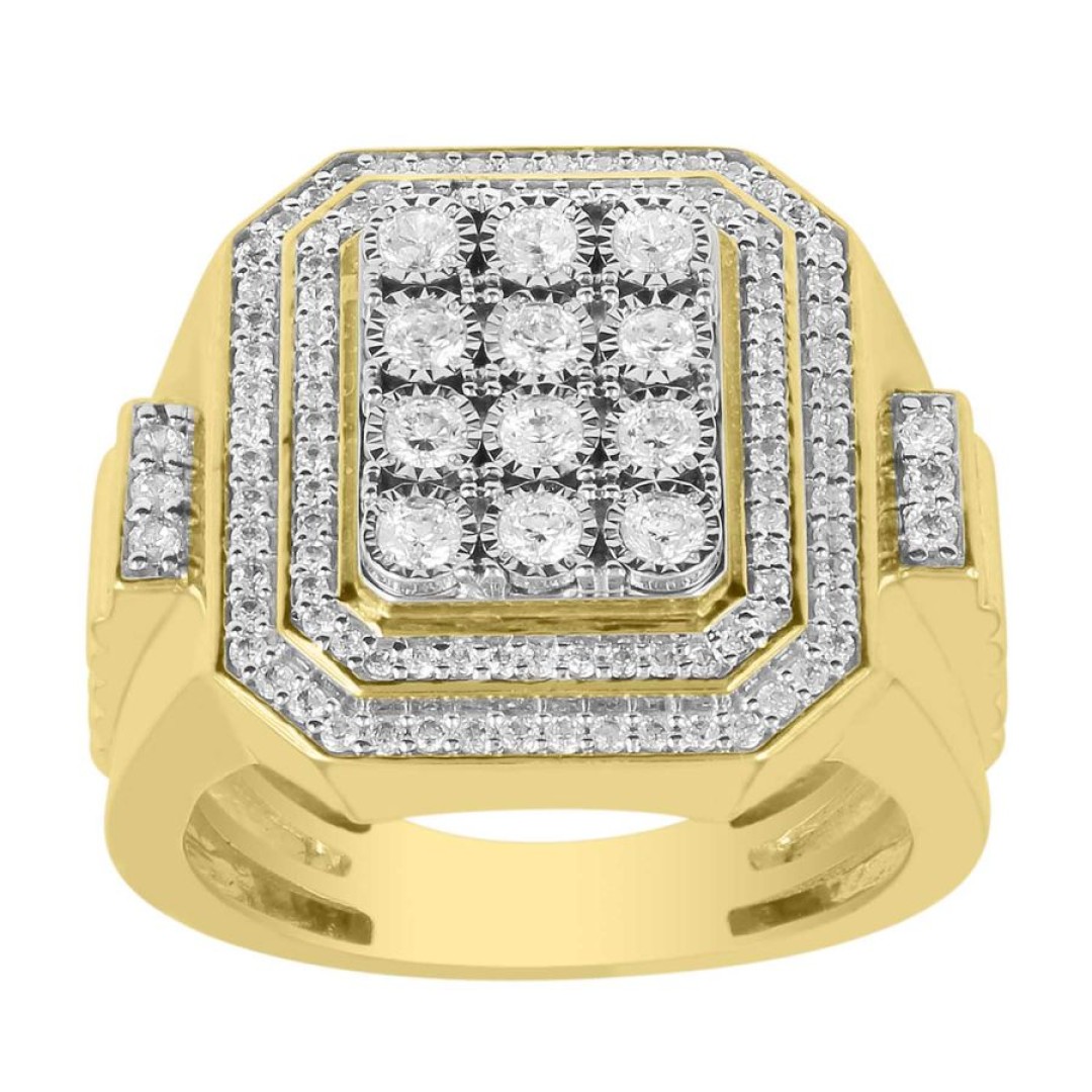MEN'S RING 1.00CT ROUND DIAMOND 10K YELLOW GOLD