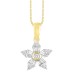LADIES PENDANT WITH CHAIN 0.25CT ROUND/BAGUETTE DIAMOND 10K YELLOW GOLD