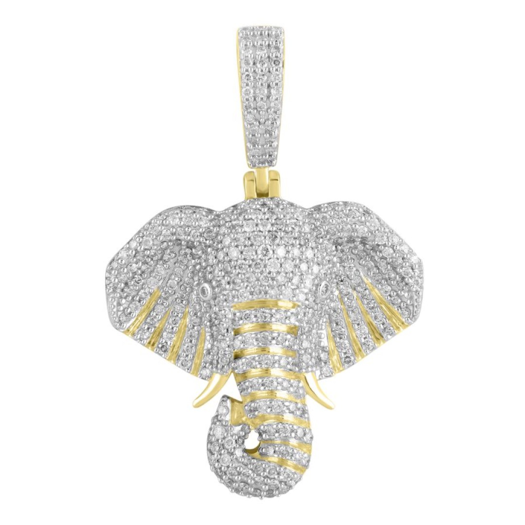 MEN'S CHARM 1.55CT ROUND DIAMOND 10K YELLOW GOLD