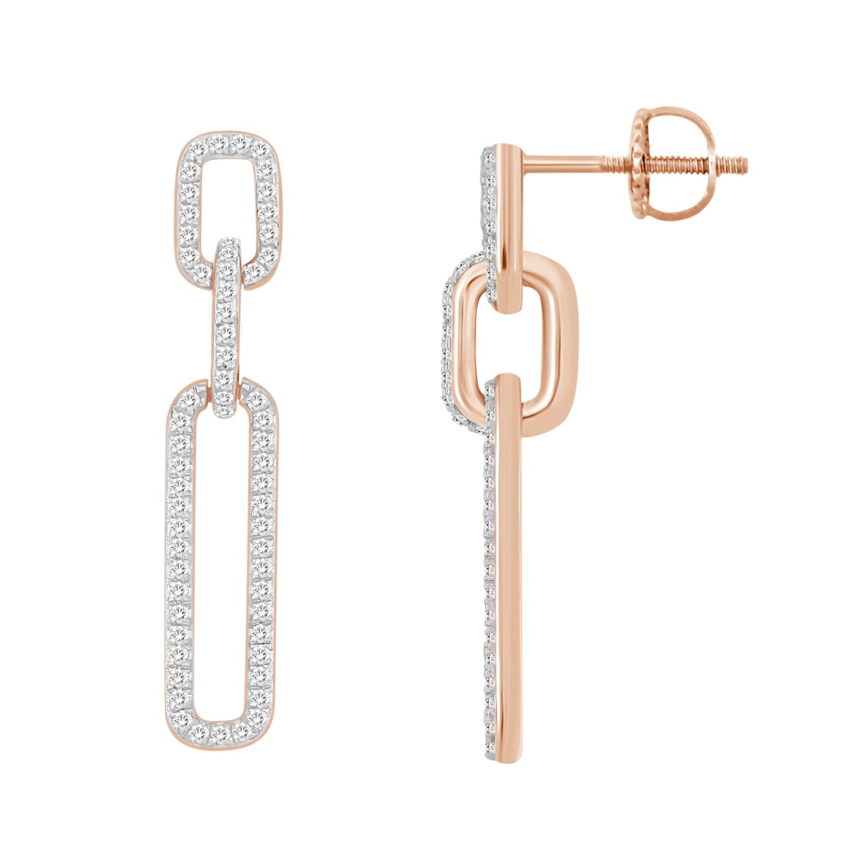 EARRINGS 0.25CT ROUND DIAMOND 10K ROSE GOLD
