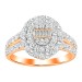 LADIES RING 0.75CT ROUND/BAGUETTE DIAMOND 10K ROSE GOLD