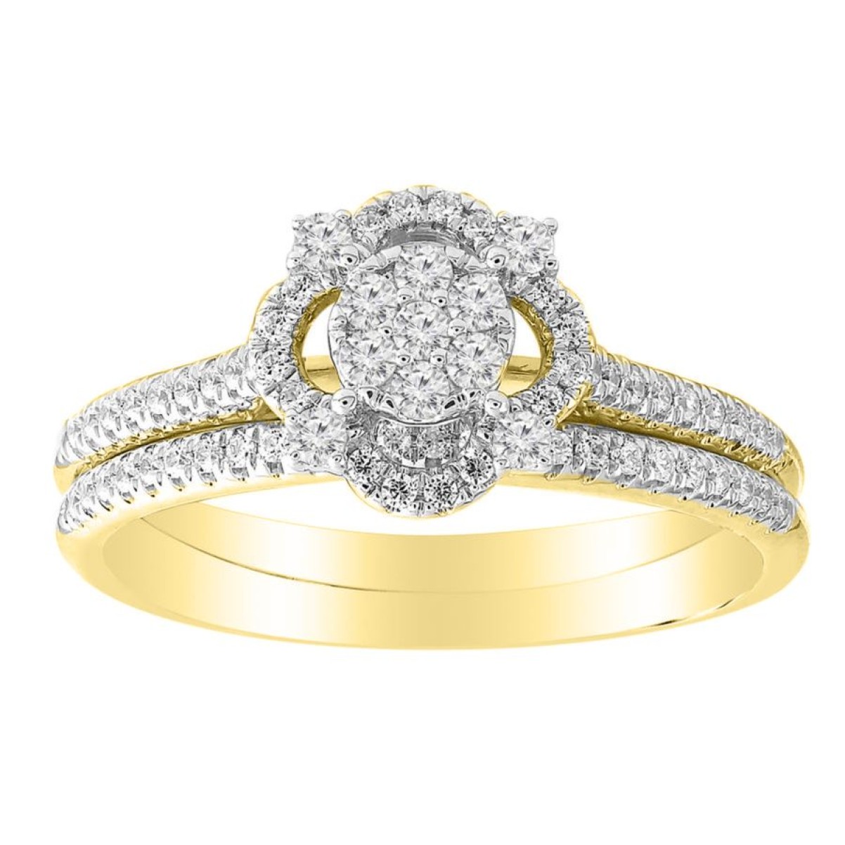BRIDAL RING SET 0.33CT ROUND DIAMOND 10K YELLOW GOLD
