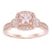 LADIES RING 0.75CT ROUND/BAGUETTE DIAMOND 10K ROSE GOLD