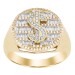 MEN'S RING 0.50CT ROUND/BAGUETTE DIAMOND 10K YELLOW GOLD
