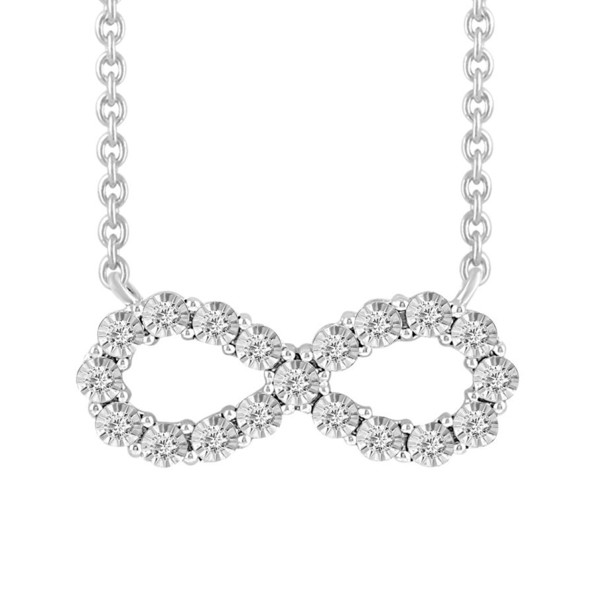 LADIES NECKLACE 0.15CT ROUND DIAMOND 10K WHITE GOLD