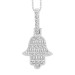 LADIES PENDANT 0.20CT ROUND/BAGUETTE DIAMOND 10K WHITE GOLD
