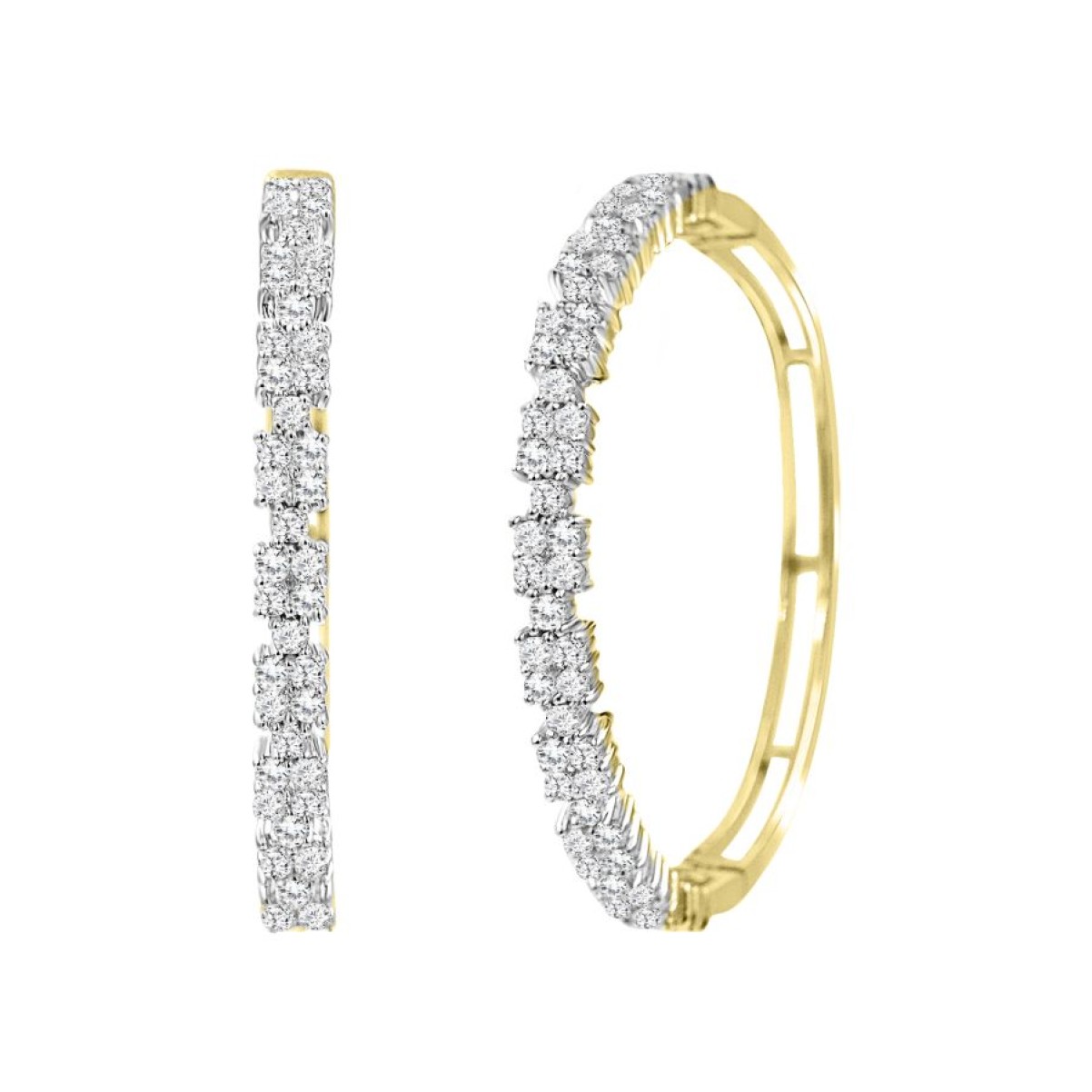 HOOP EARRINGS 2.00CT ROUND DIAMOND 10K YELLOW GOLD