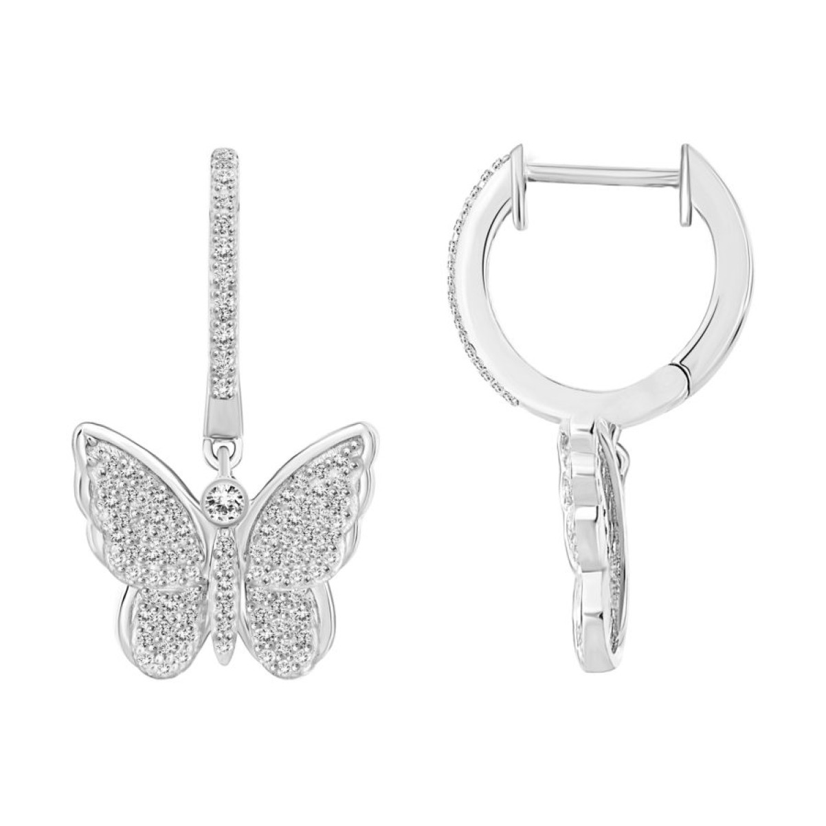 HOOP EARRINGS 0.25CT ROUND DIAMOND 10K WHITE GOLD