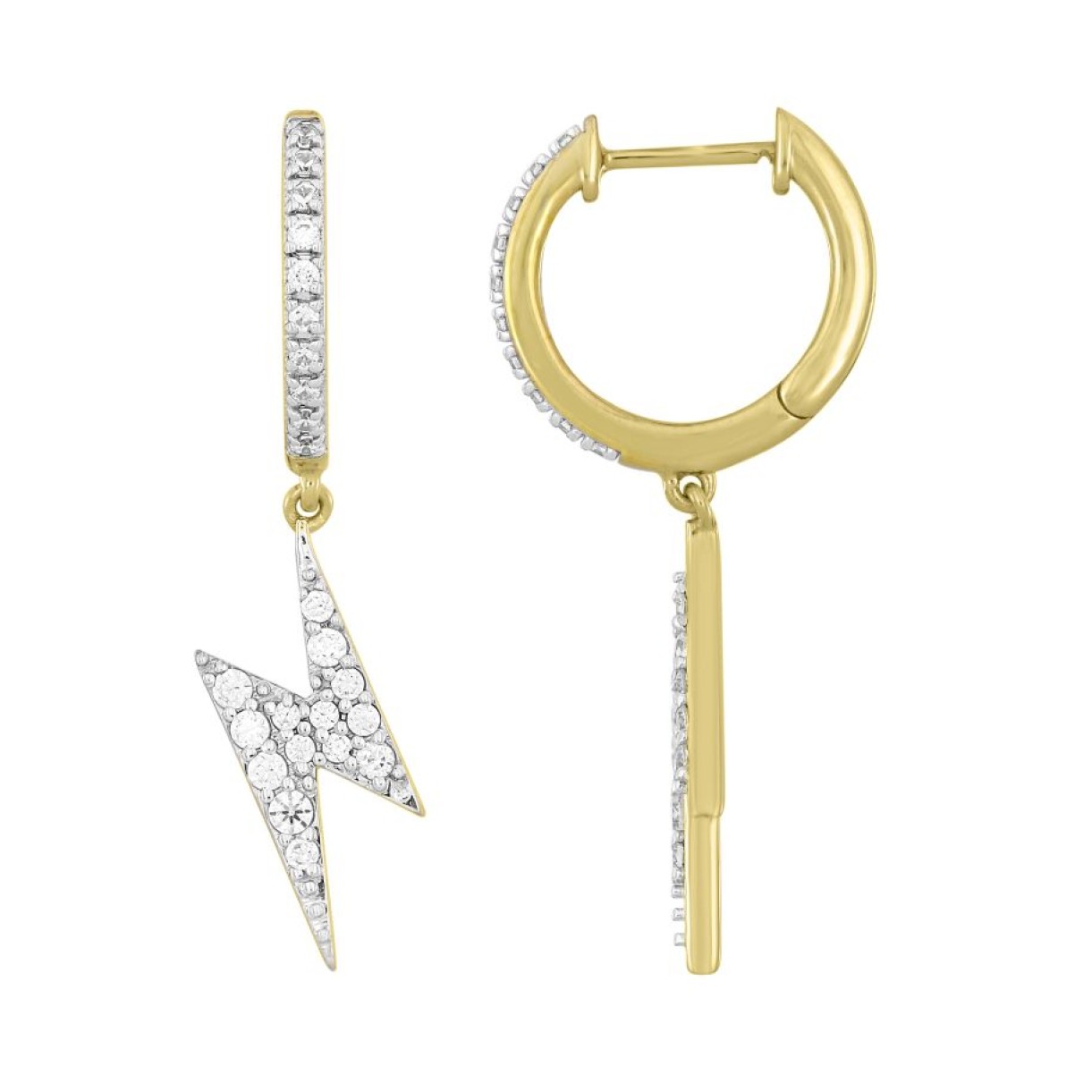 HOOP EARRINGS 0.50CT ROUND DIAMOND 10K YELLOW GOLD