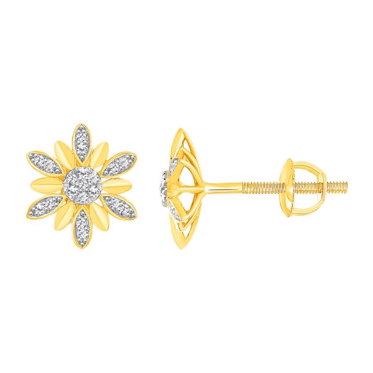 EARRINGS 0.10CT ROUND DIAMOND 10K YELLOW GOLD