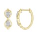 LADIES HOOP EARRINGS 0.25CT ROUND/BAGUETTE DIAMOND 10K YELLOW GOLD