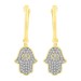 LADIES HOOP EARRINGS 0.25CT ROUND DIAMOND 10K YELLOW GOLD