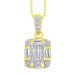 LADIES PENDANT 0.25CT ROUND/BAGUETTE DIAMOND 10K YELLOW GOLD