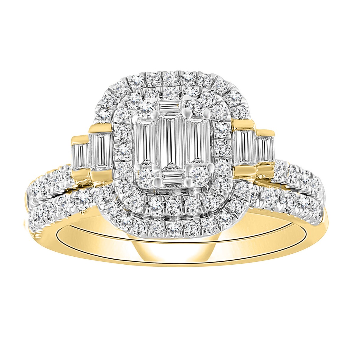 LADIES RING 1.00CT ROUND/BAGUETTE DIAMOND 14K YELLOW GOLD LADIES RING 1.00CT ROUND/BAGUETTE DIAMOND 14K YELLOW GOLD