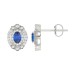 LADIES EARRINGS 1.40CT ROUND/OVAL  DIAMOND 14K WHITE GOLD (CENTER STONE 0.90 CT OVAL DIAMOND)