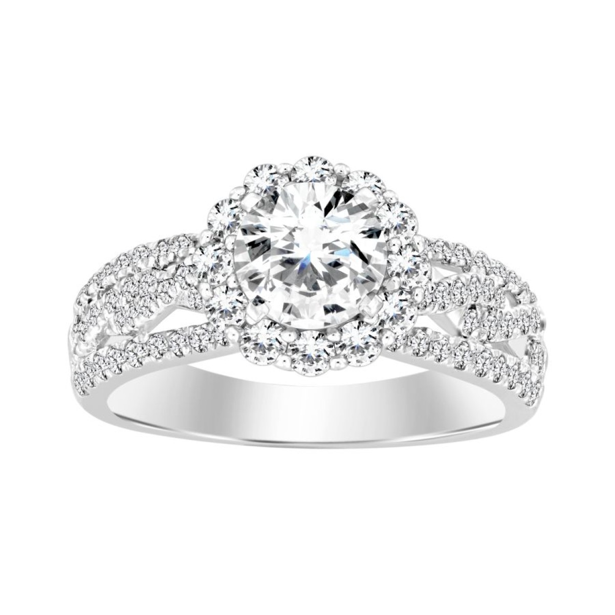 SEMI MOUNT RING 0.75CT ROUND DIAMOND 14K WHITE GOLD