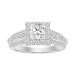 LADIES RING 0.50CT ROUND DIAMOND 14K WHITE GOLD (SI QUALITY) (CENTER STONE PRINCESS DIAMOND-1.00CT)