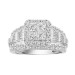 LADIES RING 3.00CT ROUND/PRINCESS/BAGUETTE DIAMOND 14K WHITE GOLD