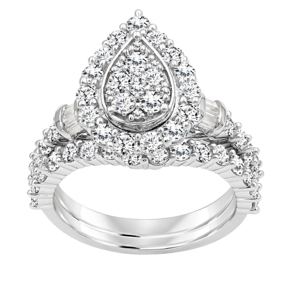 BRIDAL SET 2.00CT ROUND/BAGUETTE DIAMOND 14K WHITE GOLD BRIDAL SET 2.00CT ROUND/BAGUETTE DIAMOND 14K WHITE GOLD