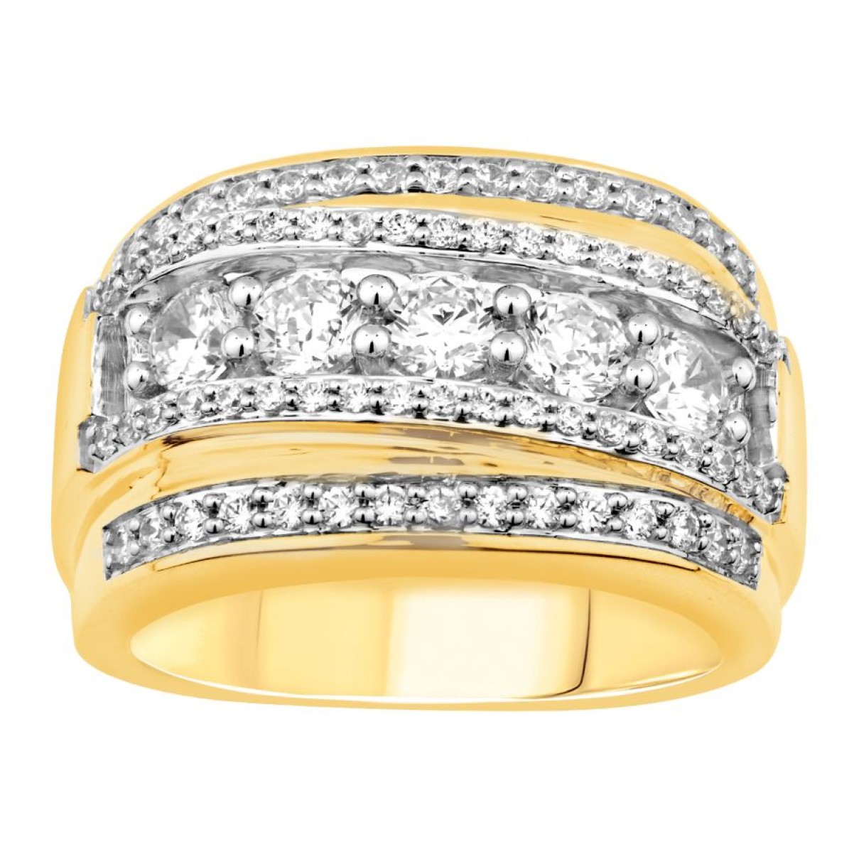 MEN'S BAND 2.00CT ROUND DIAMOND 14K WHITE GOLD