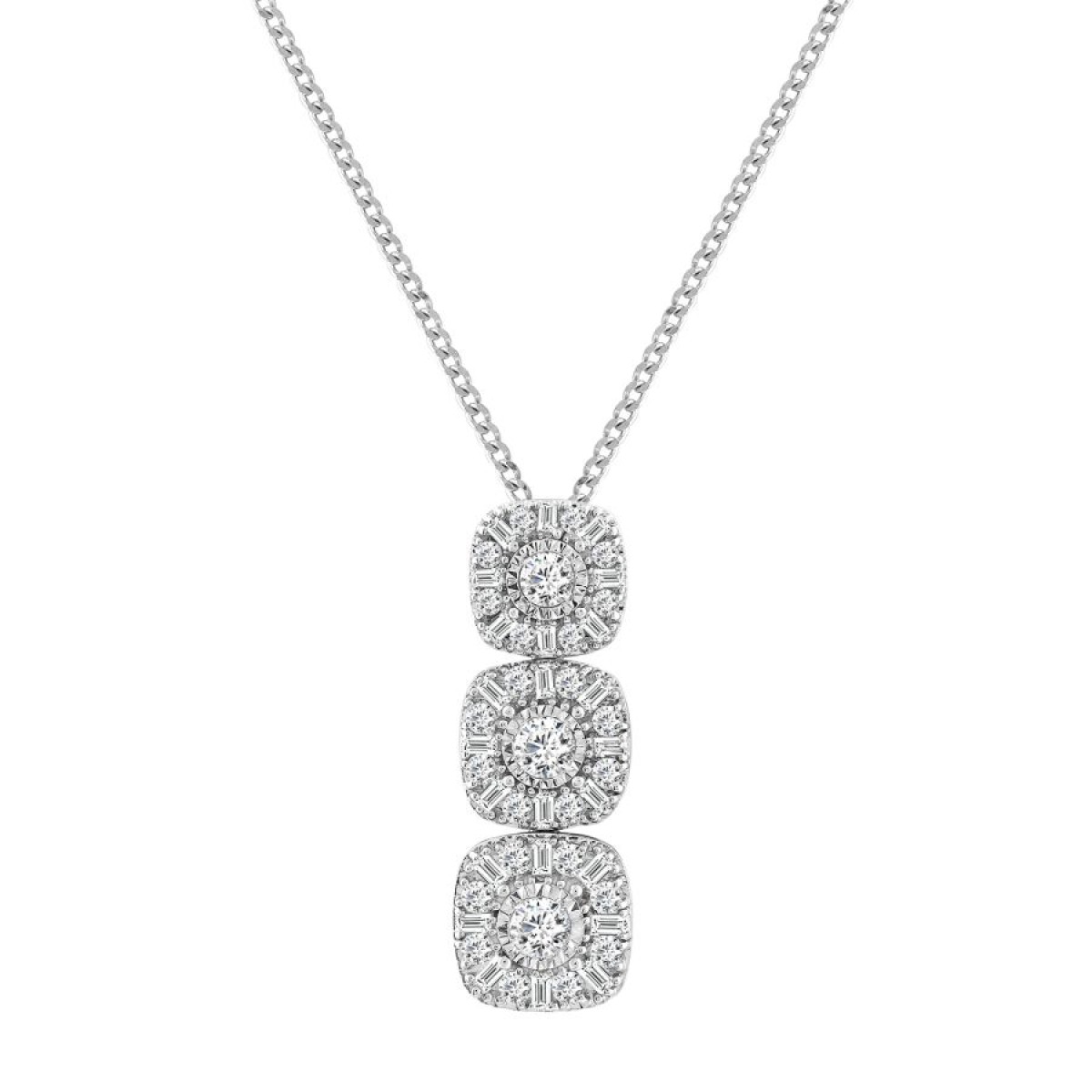 LADIES PENDANT WITH CHAIN 1.00CT ROUND DIAMOND 14K WHITE GOLD LADIES PENDANT WITH CHAIN 1.00CT ROUND DIAMOND 14K WHITE GOLD