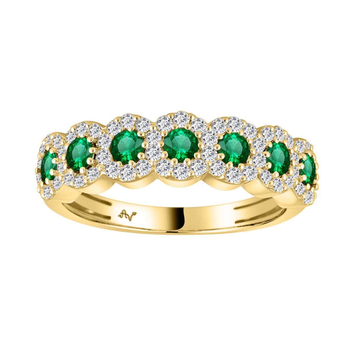 LADIES RING 0.33CT ROUND/EMERALD DIAMOND 14K WHITE GOLD