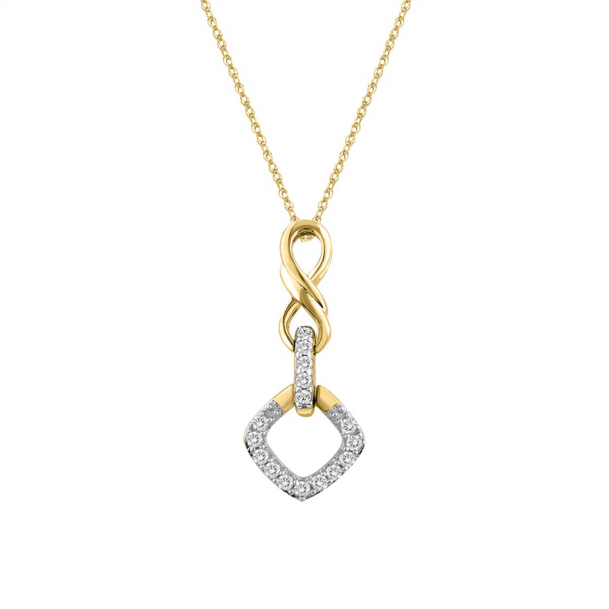 LADIES NECKLACE 0.10CT ROUND DIAMOND 10K YELLOW GOLD