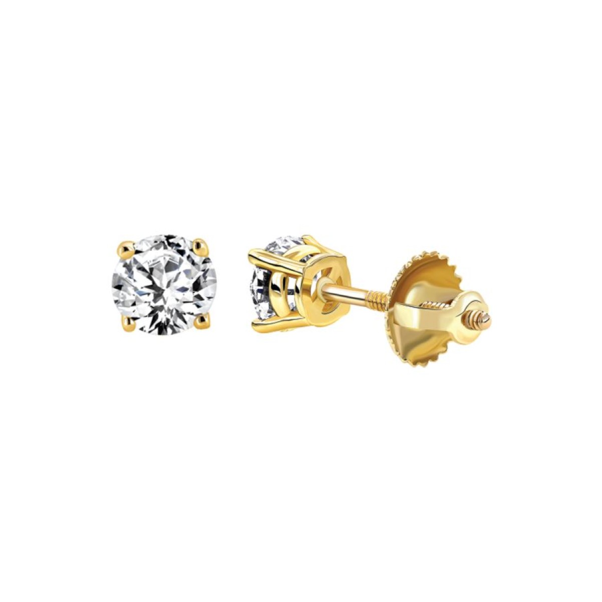 SOLITAIRE EARRINGS 0.33CT ROUND DIAMOND 14k YELLOW GOLD