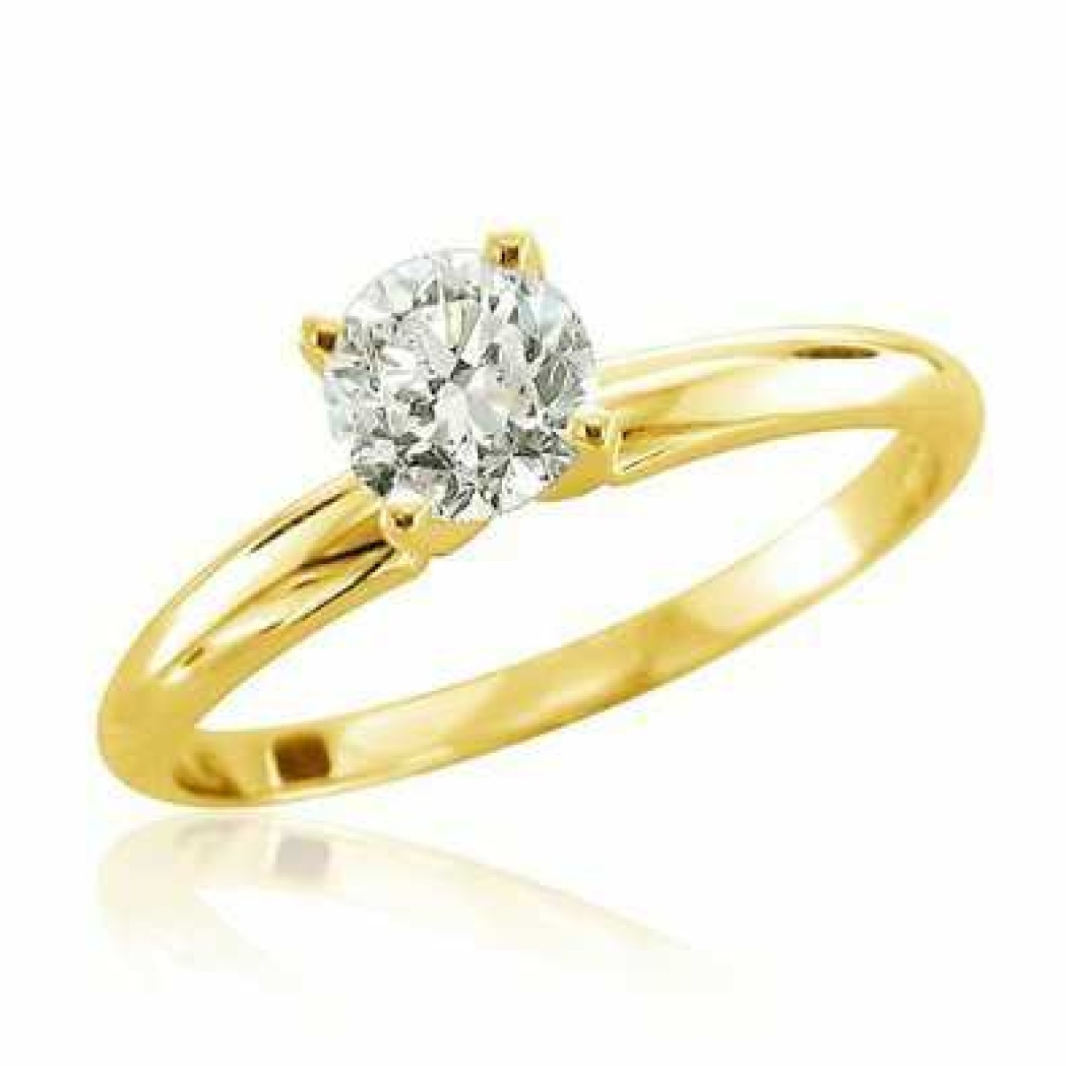 LADIES SOL RING 0.75CT ROUND DIAMOND 14K YELLOW GOLD